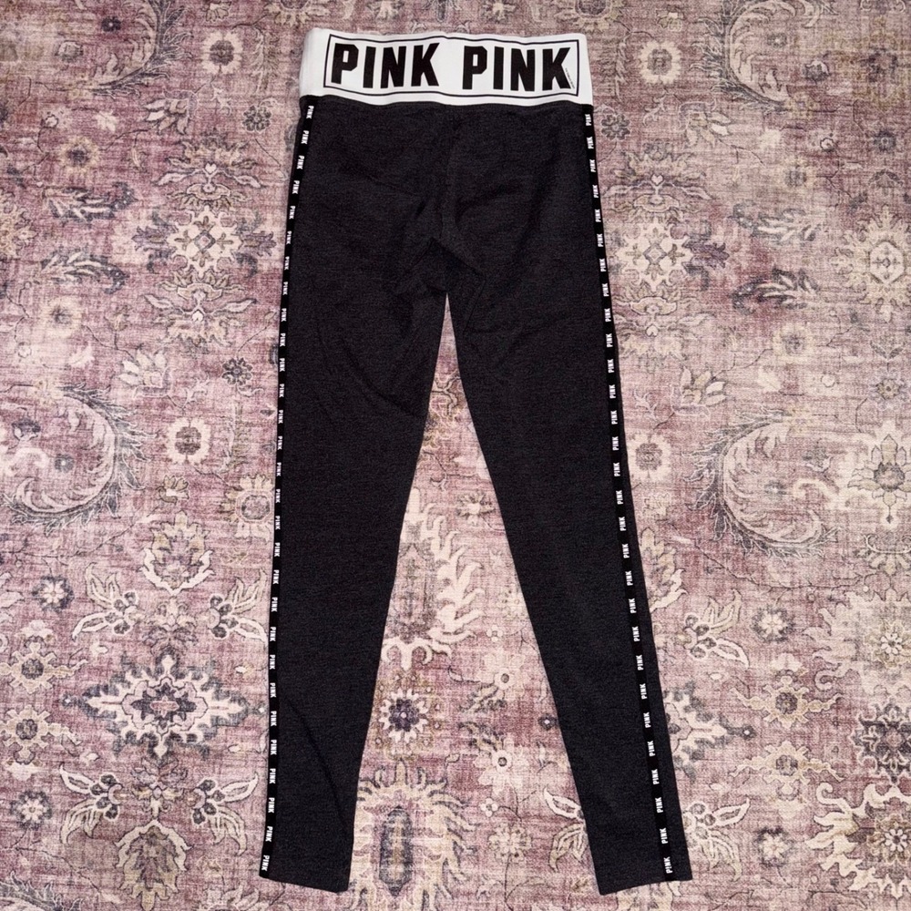 Victoria's Secret PINK Yoga Leggings Gray Logo High Waisted Size XS